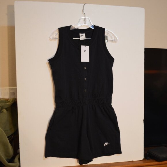 NIKE (WT) Black Romper Shorts 1/2 Front Snaps Cotton Sleeveless Girls Junior XL - Picture 12 of 12